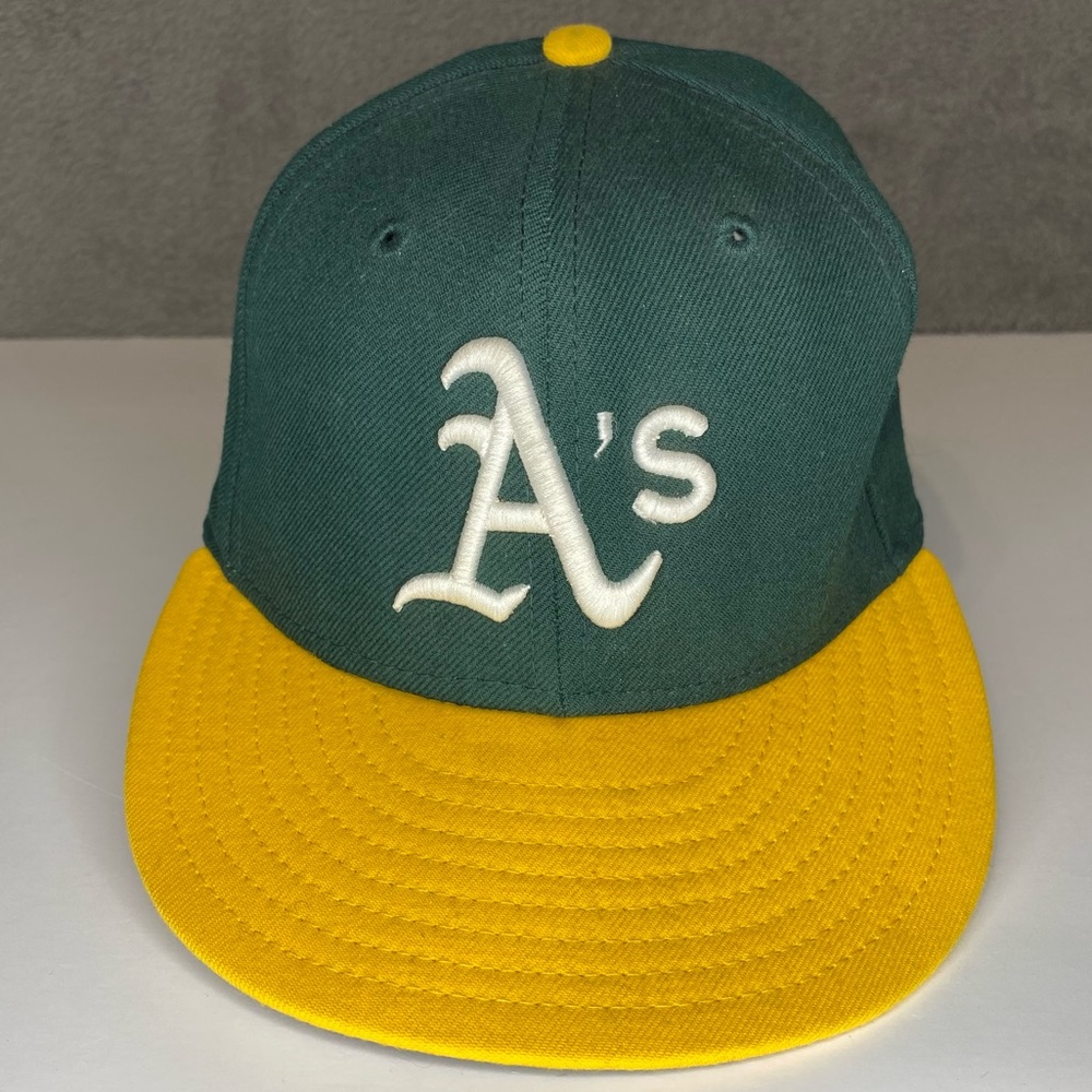 Oakland A's Game New Era Major League Baseball Cap Hat Yellow Green 1990-91